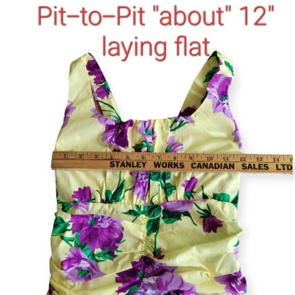 Voodoo Vixen Yellow Floral Pinup Dress XS 1950s Retro Sleeveless Cotton Summer - Picture 7 of 10